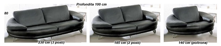 Salotti design Tiffany dimensioni