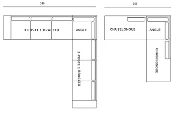 Salotti angolari Sahara dimensioni