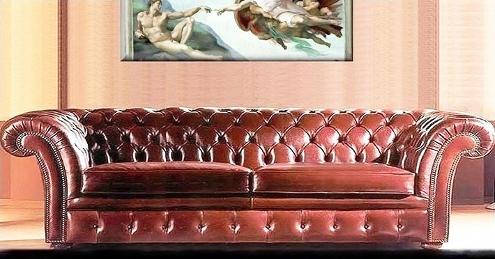 Divano classico in pelle Aston Villa lux