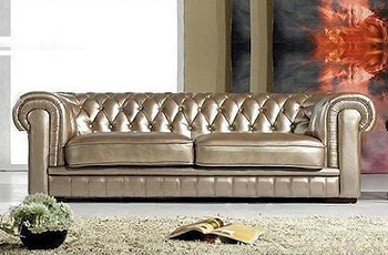 Divano Chester 3 posti in pelle silver