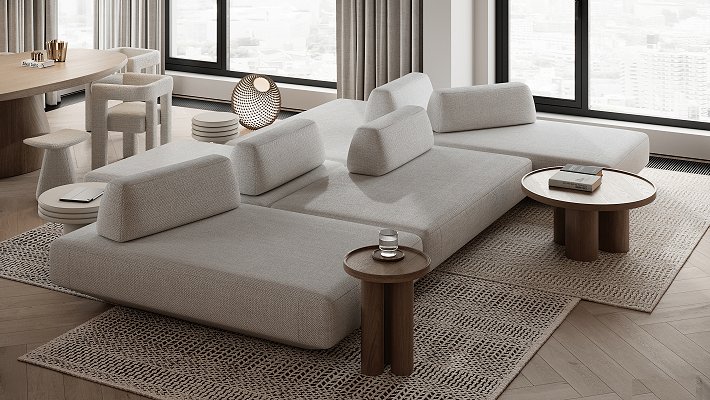 Divano design in tessuto Island foto 1