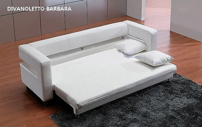 Divano letto Barbara in pelle bianco