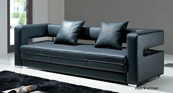 Divano letto Barbara in pelle nero