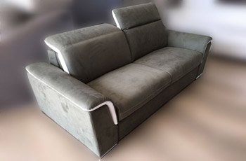 Divano-letto in tessuto grigio Melania