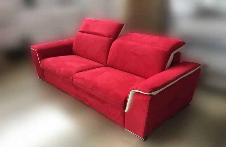 Divano-letto in tessuto rosso Melania