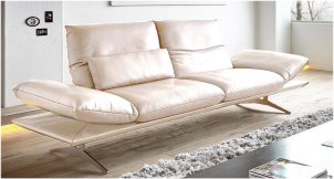 Divano in pelle Apache in pelle natural colore bianco