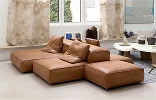 Divano in pelle con doppio lato Modello Arcadia 