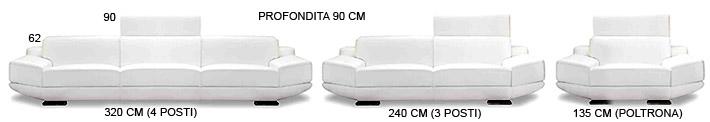 Salotti design Cometa dimensioni