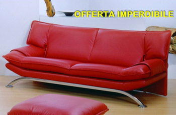Divano in pelle rossa Manhattan