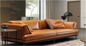 Divano design Marvel 255 cm in pelle primo fiore colore cuoio  