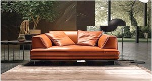 Poltrona design Marvel 150 cm in pelle primo fiore Marvel colore cuoio