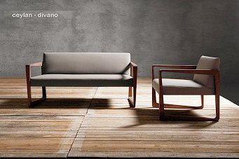 Divano 110 cm in legno con seduta in tessuto