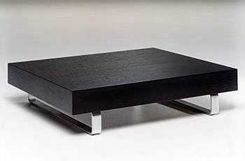 Tavolino in legno con piedi in acciaio